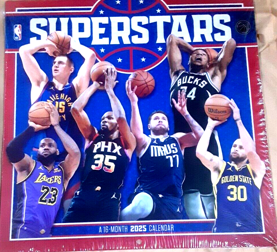 2025 Nba Superstars Wall Calendar 16 Months 11&amp;quot; X 22&amp;quot; Open Fast Delivery | Calendrier Nba 2025