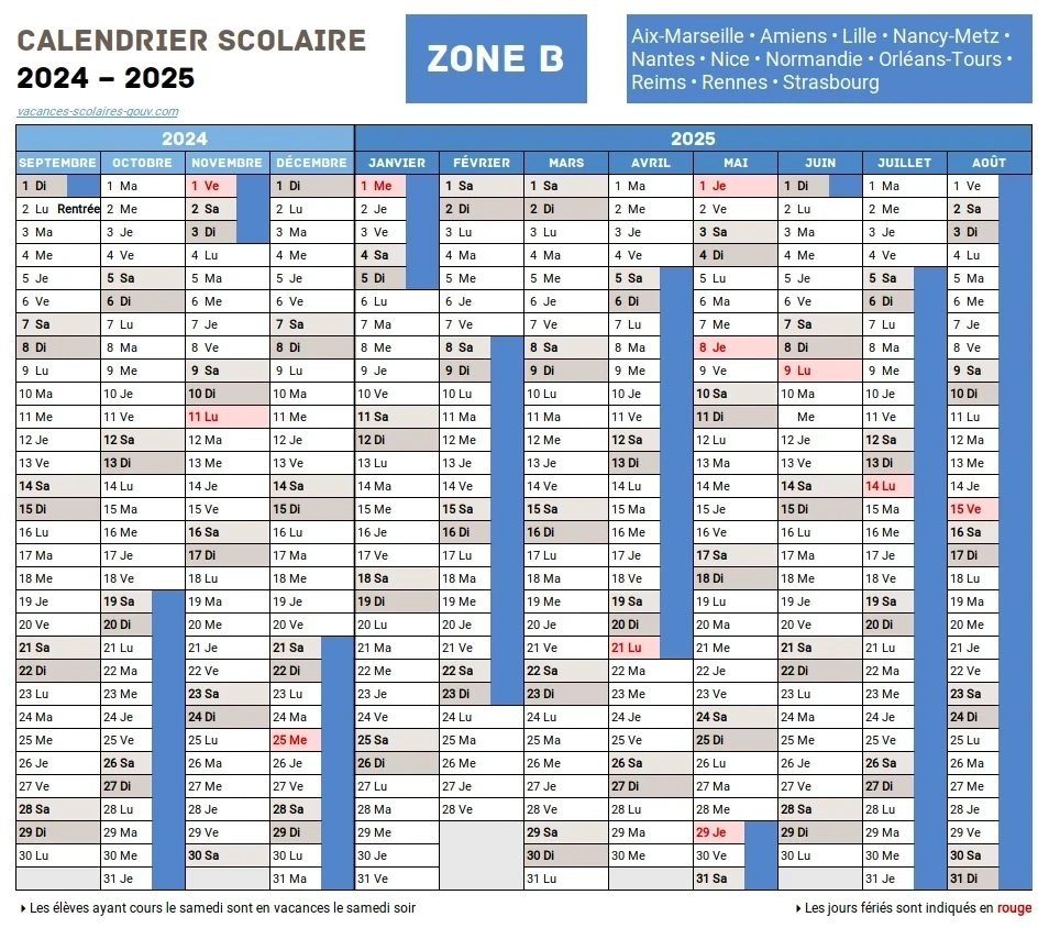 Académie De Lille • Calendrier Scolaire 2024-2025 Officiel | Calendrier Universitaire Lille 2024 2025