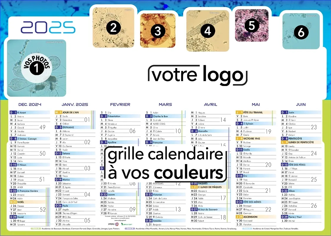 Calendrier 100% Personnalisé A4 14 Mois 2 Faces N°10 | Calendrier 2024 2025 Personnalisé