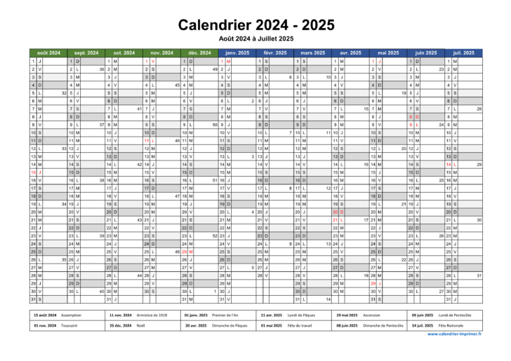 2024 2025 Calendrier