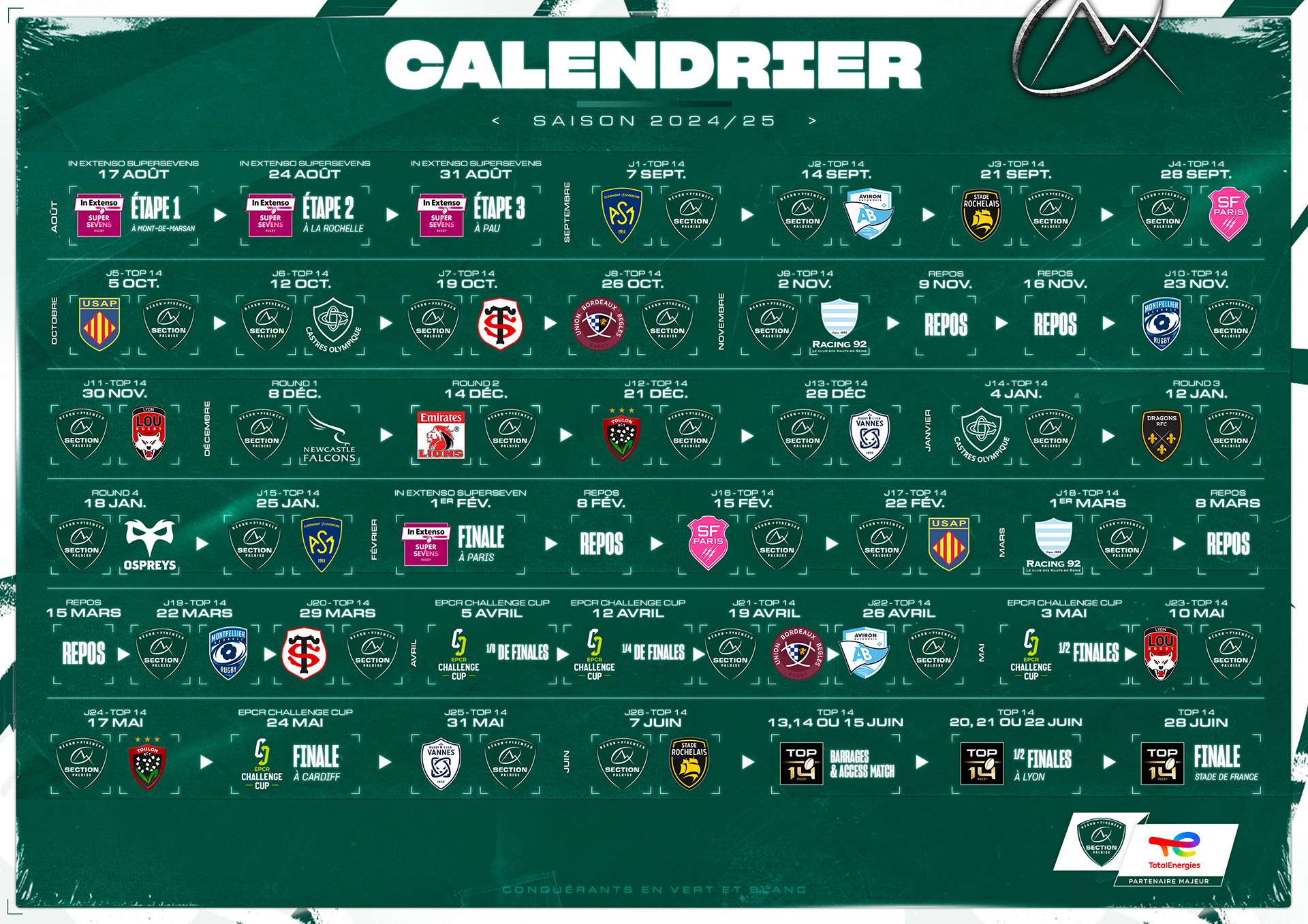 Calendrier 2024-2025 : Découvrez Les Oppositions En Top 14 ! | Calendrier Du Top 14 2025