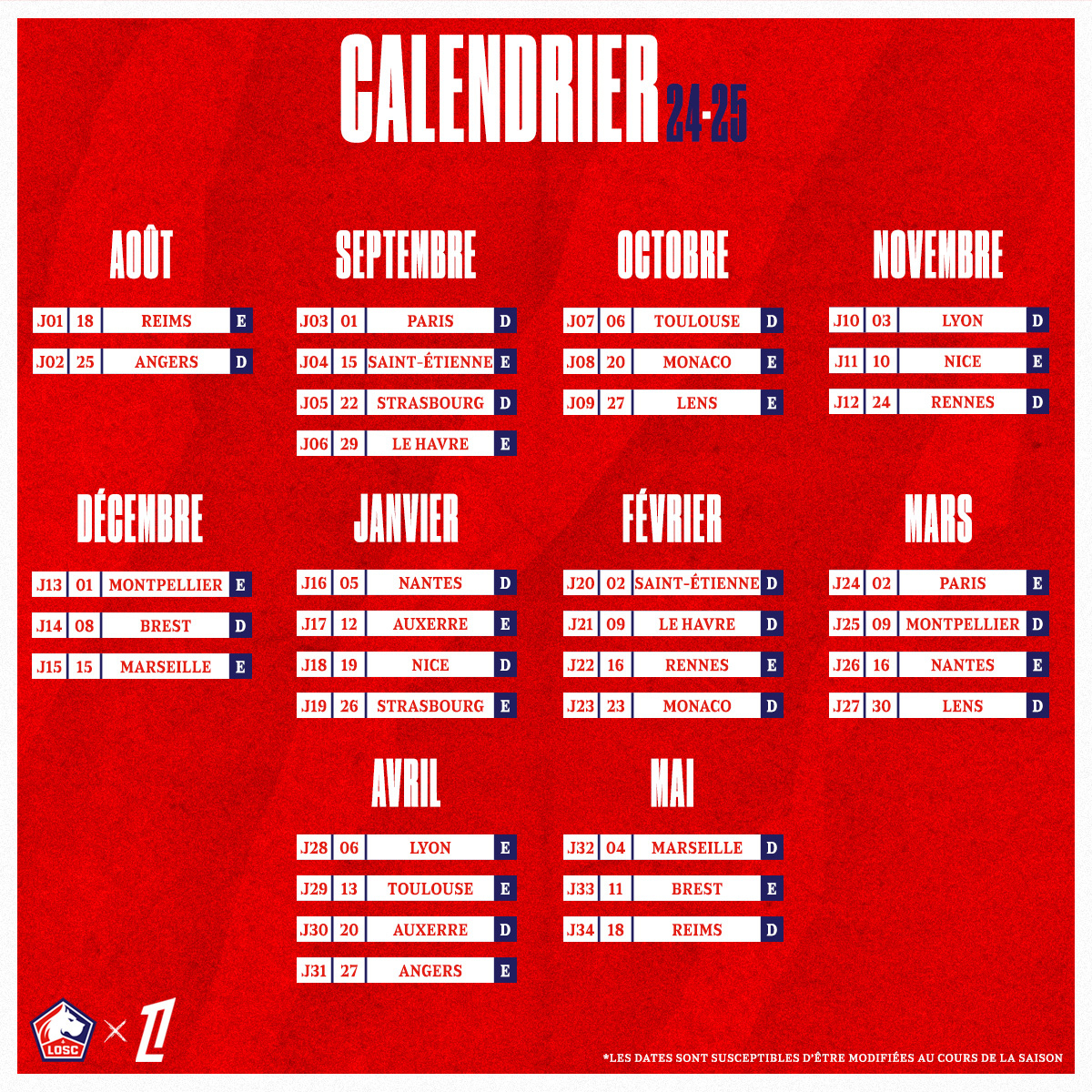 Calendrier 2024-2025 : Reims-Losc Pour Débuter | Losc | Calendrier Losc 2025