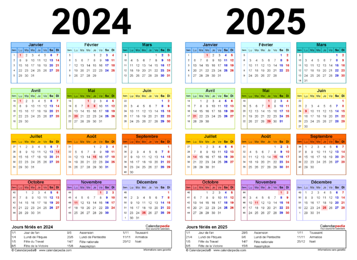 Calendrier 2024 2025 Avec Jours Fériés