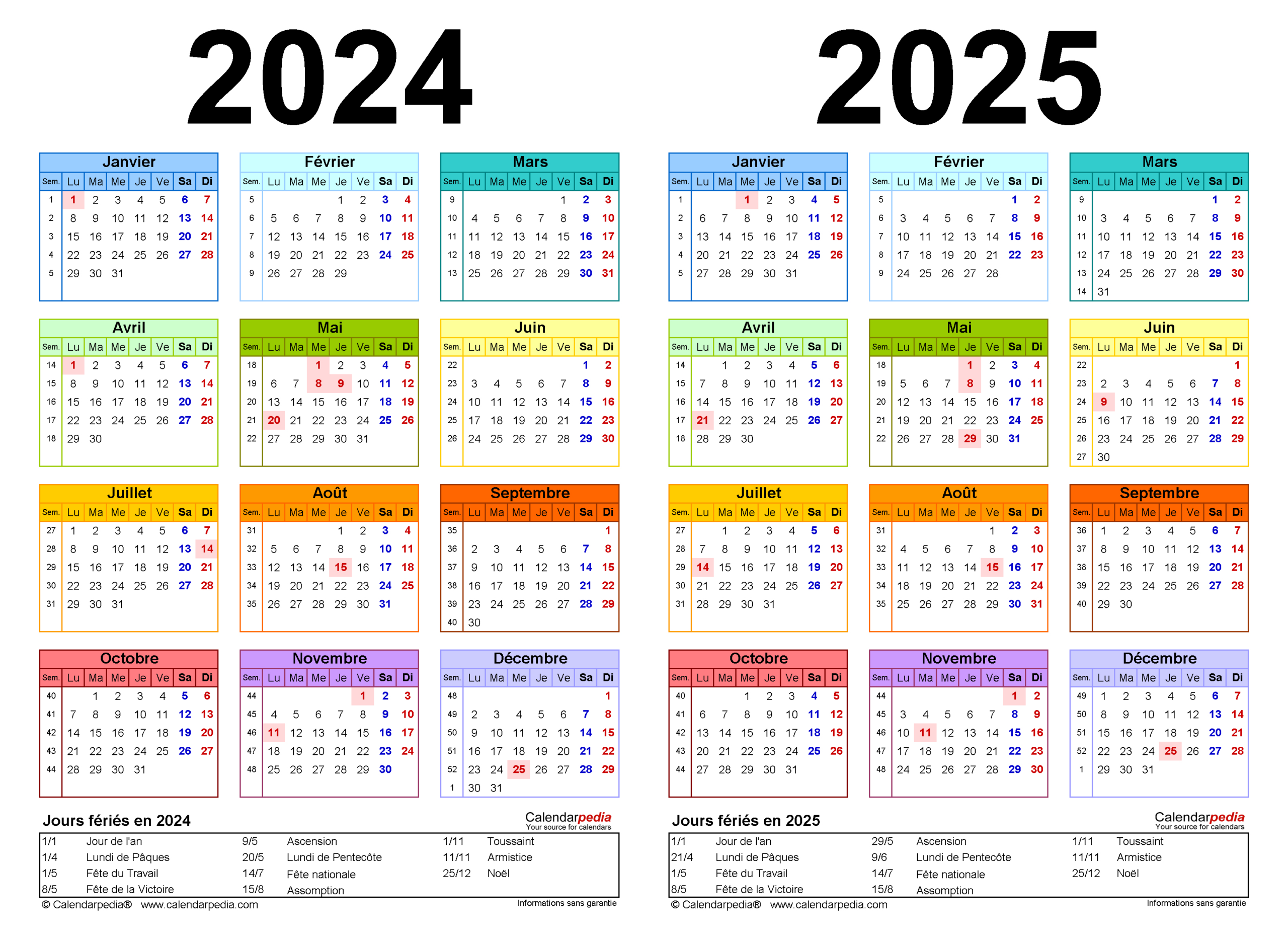 Calendrier 2024 Et 2025 Excel, Word Et Pdf - Calendarpedia | Calendrier 2024 2025 Avec Semaine