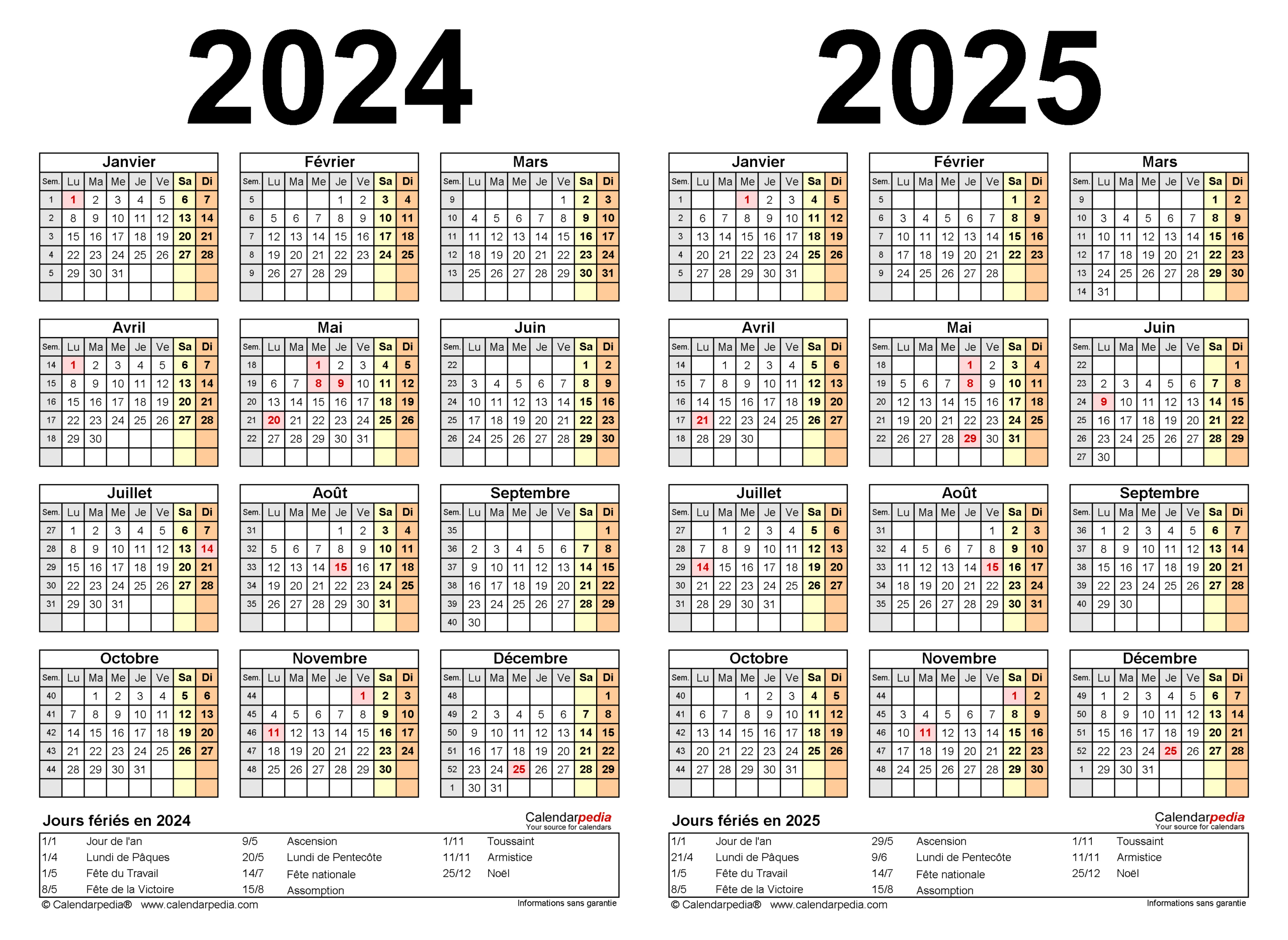 Calendrier 2024 Et 2025 Excel, Word Et Pdf - Calendarpedia | Calendrier 2024 2025 Imprimable Gratuit