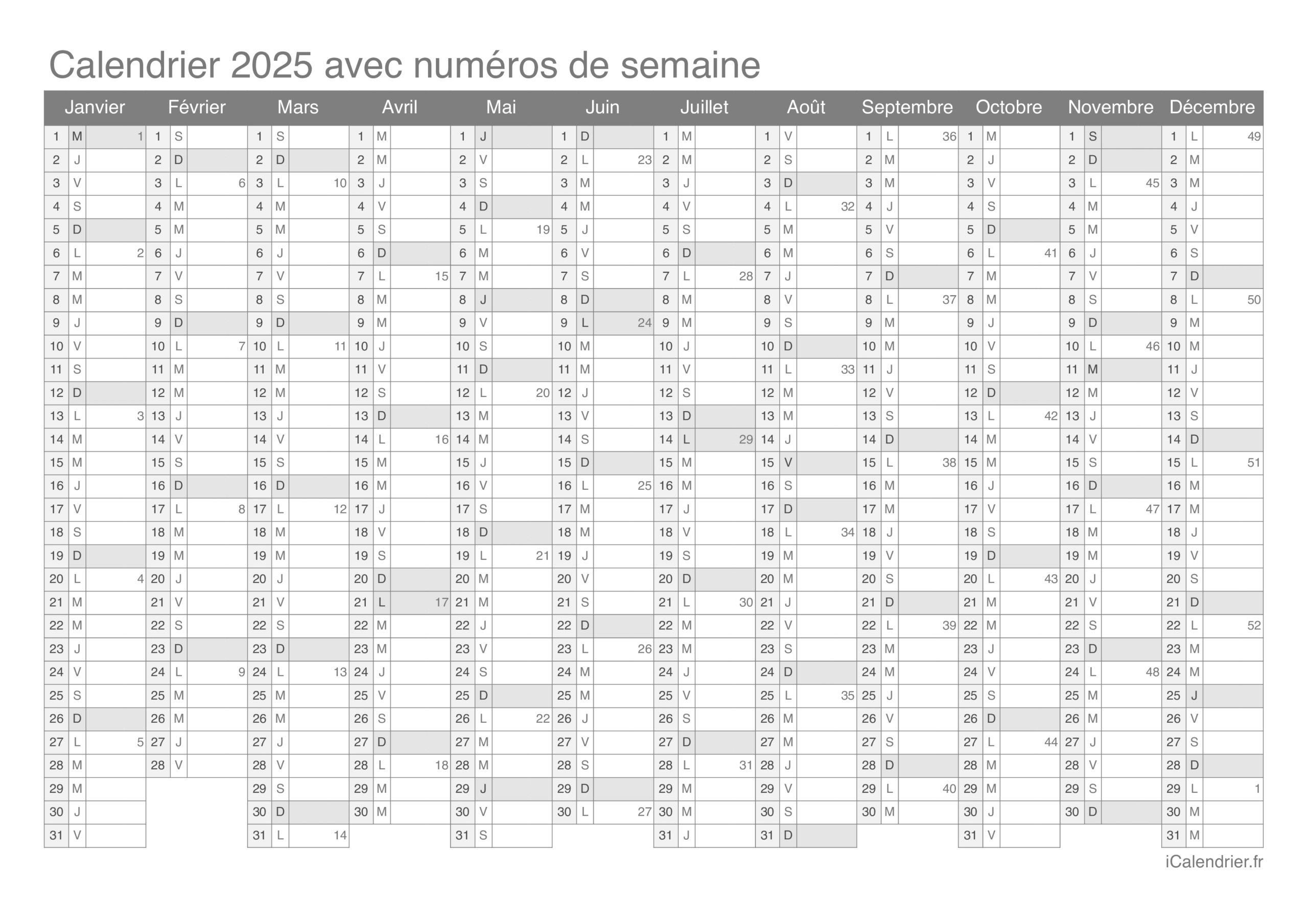 Calendrier 2025 À Imprimer Pdf Et Excel | Agenda 2025 à Imprimer