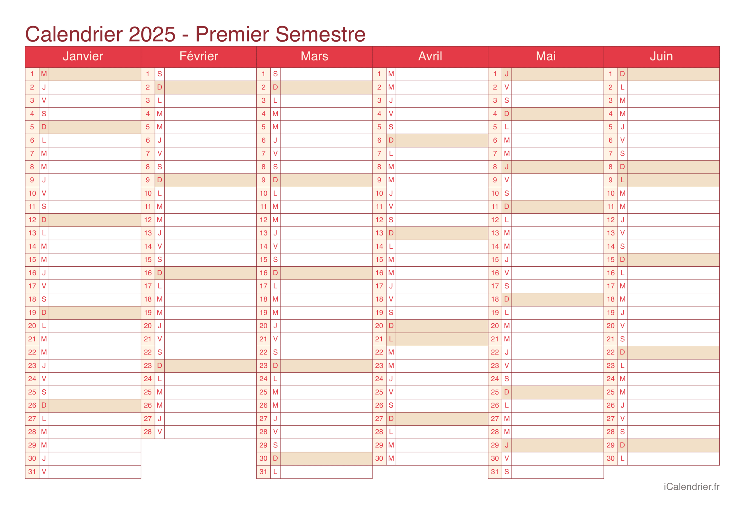 Calendrier 2025 À Imprimer Pdf Et Excel | Calendrier 2025 Gratuit à Imprimer Vierge