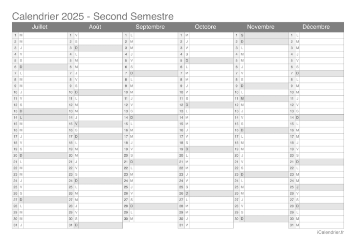 Calendrier 2025 Gratuit à Télécharger