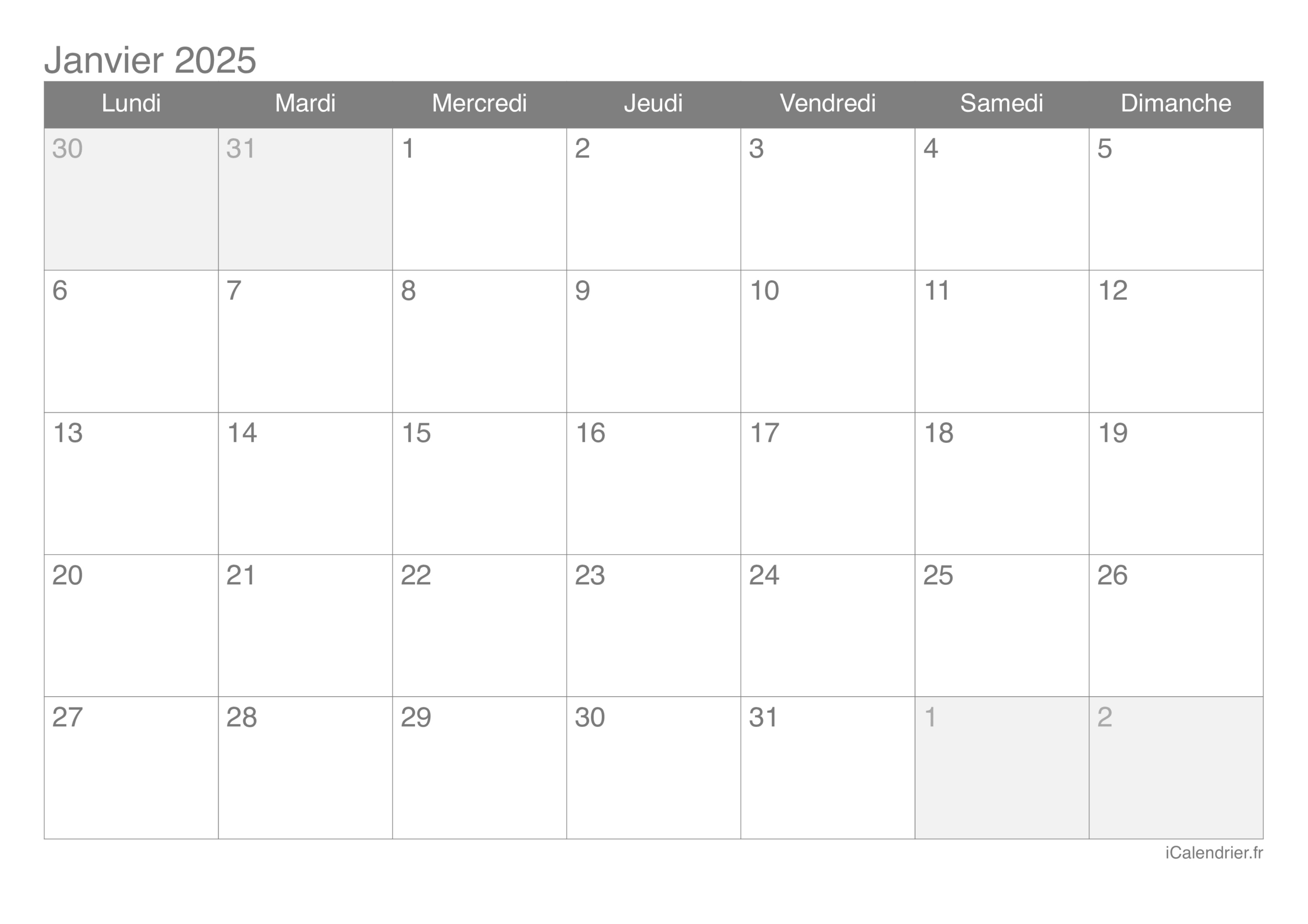 Calendrier 2025 À Imprimer Pdf Et Excel | Calendrier 2025 Mois Par Mois