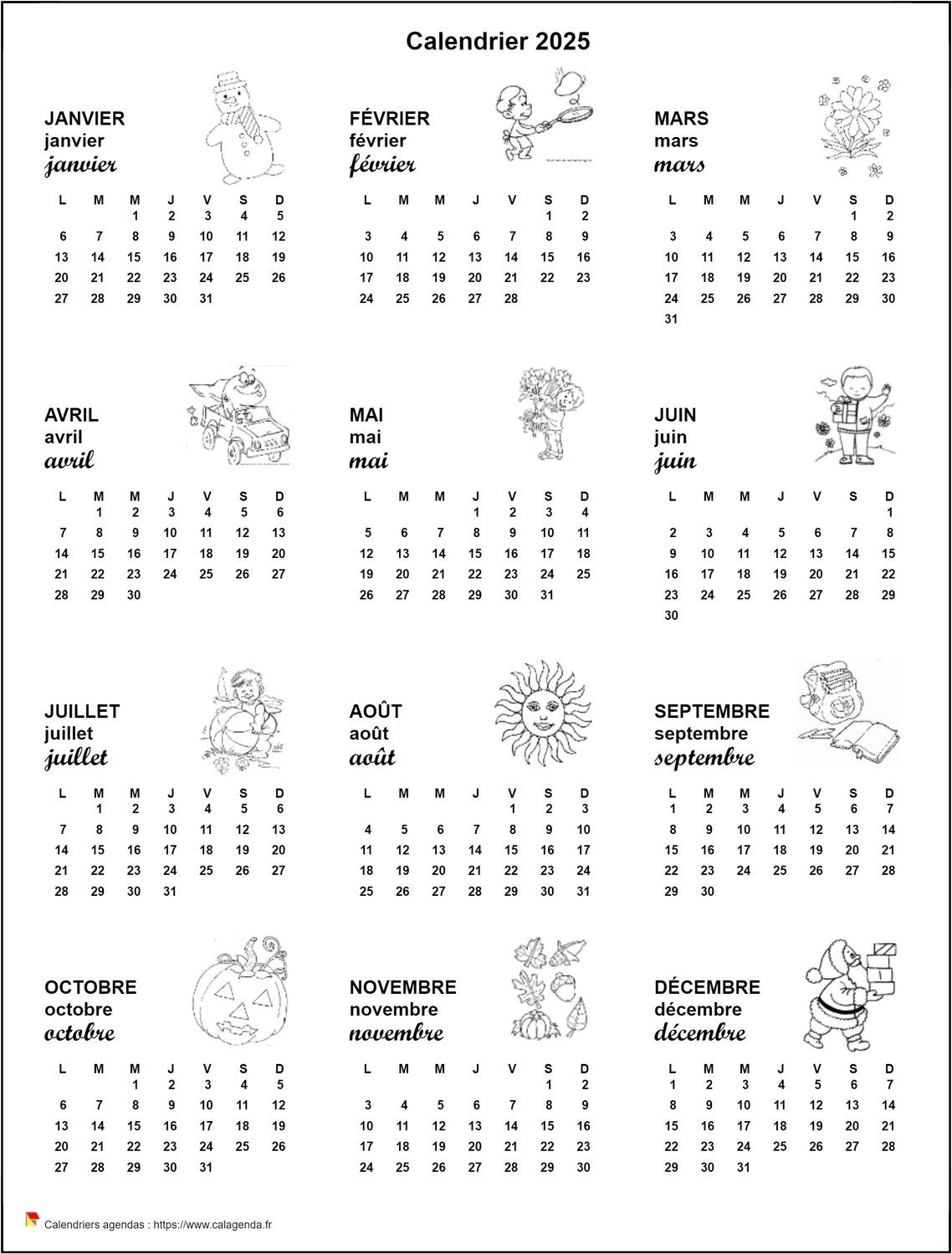 Calendrier 2025 Annuel École Primaire Et Maternelle | Calendrier Janvier 2025 Maternelle