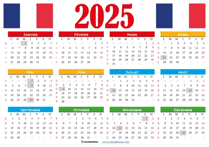 Calendrier 2025 Avec Jours Fériés Gratuit