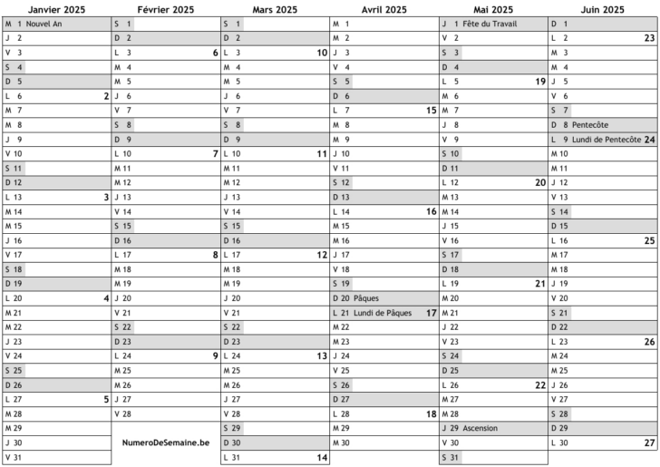 Calendrier 2025 Avec Jours Fériés Belgique