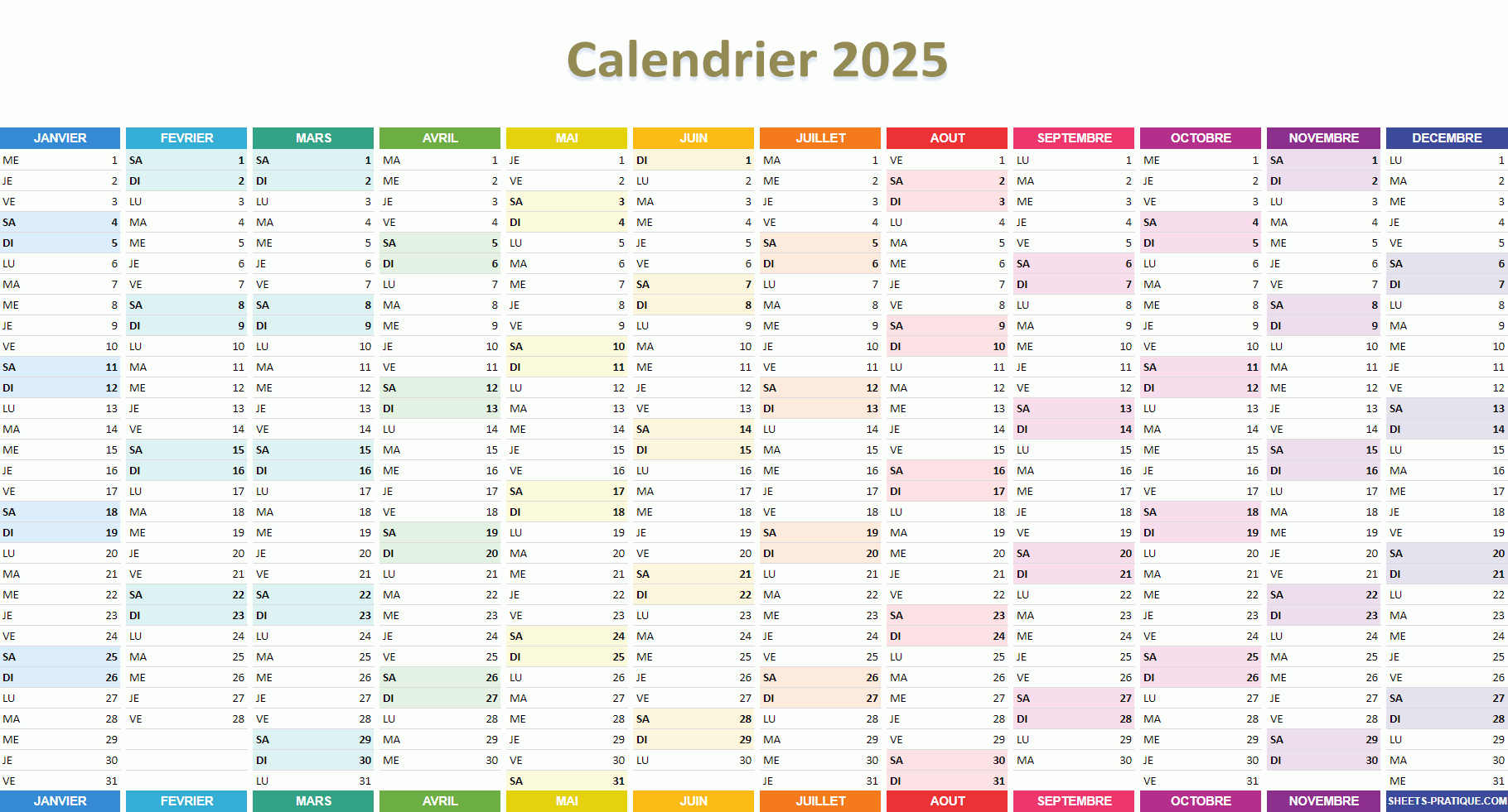 Calendrier 2025 | Calendrier 2025