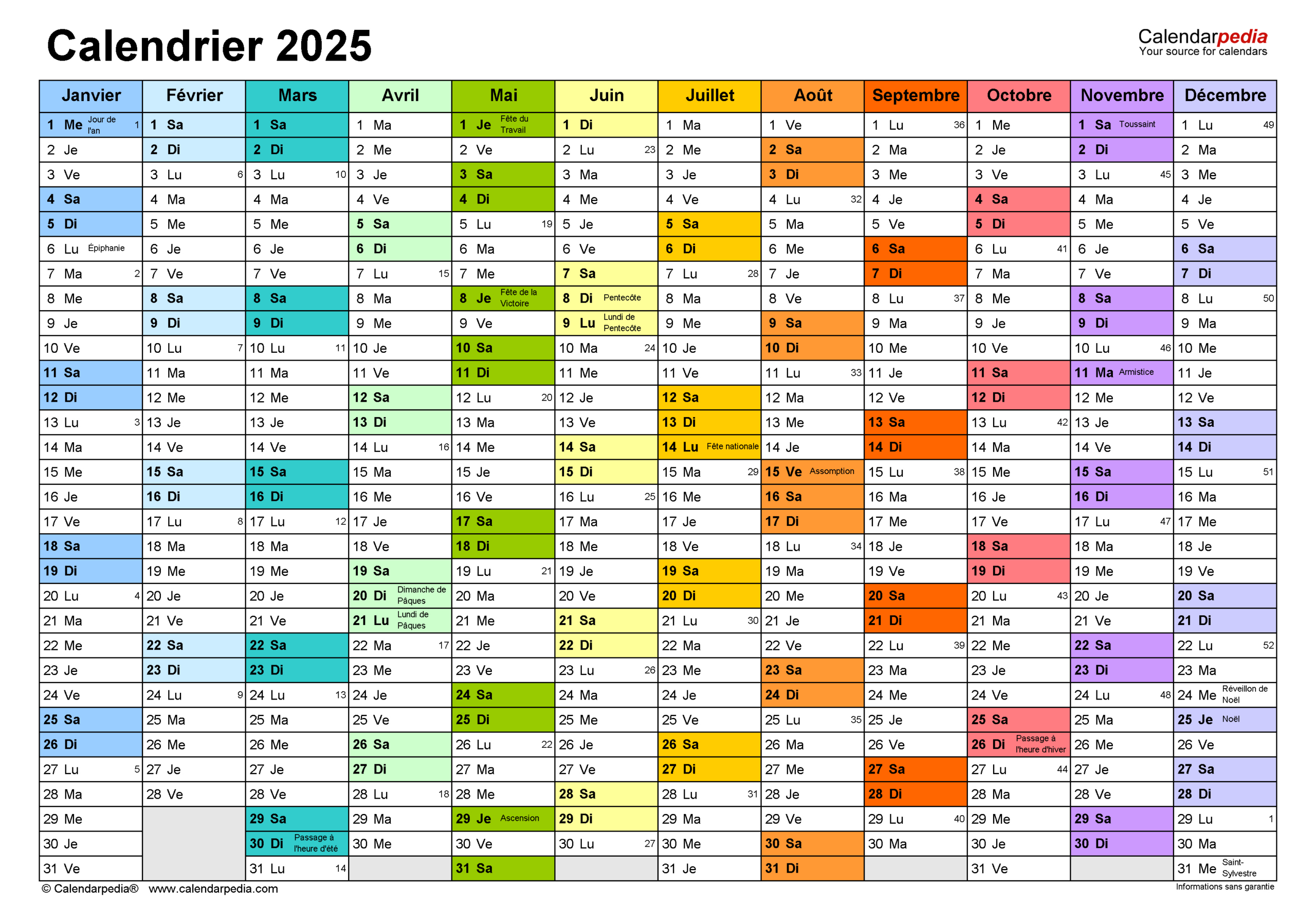 Calendrier 2025 Excel, Word Et Pdf - Calendarpedia | Calendrier 2025 Word