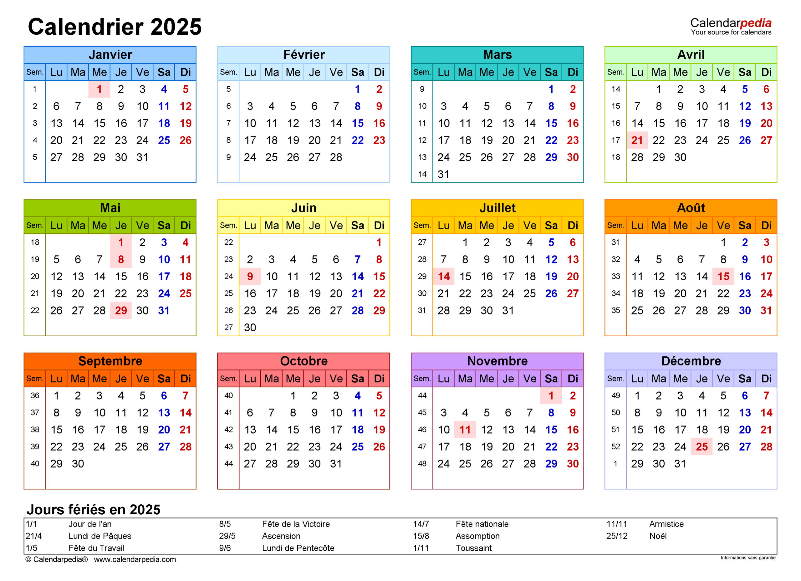 Calendrier 2025 Excel, Word Et Pdf - Calendarpedia | Calendrier 2025 Word