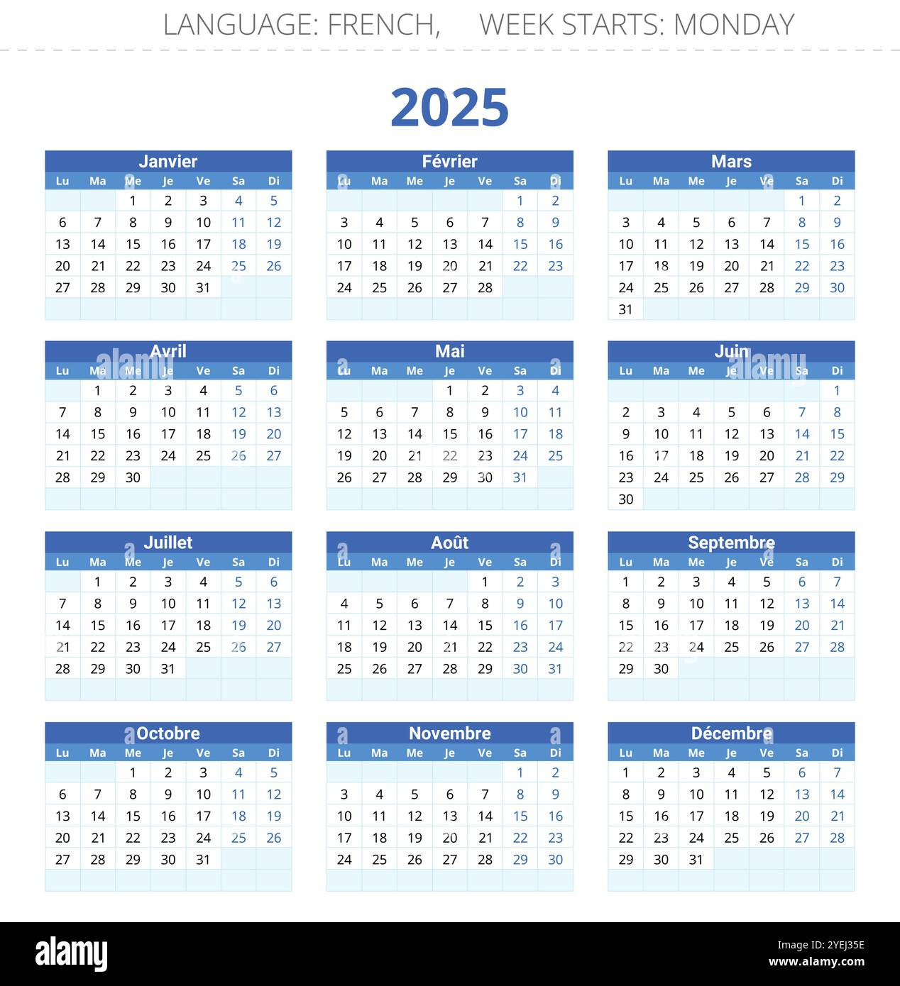 Calendrier 2025 Hi-Res Stock Photography And Images - Alamy | Calendrier Federale 1 2025