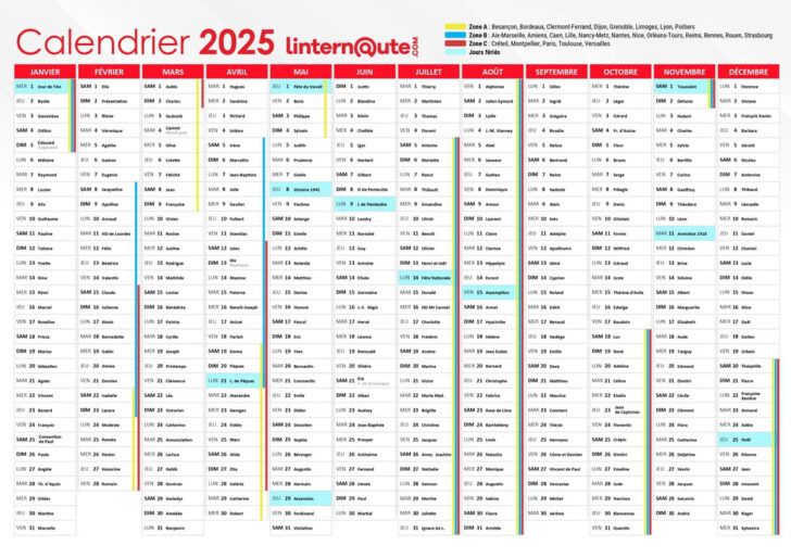 Calendrier 2025 à Imprimer Avec Jours Fériés