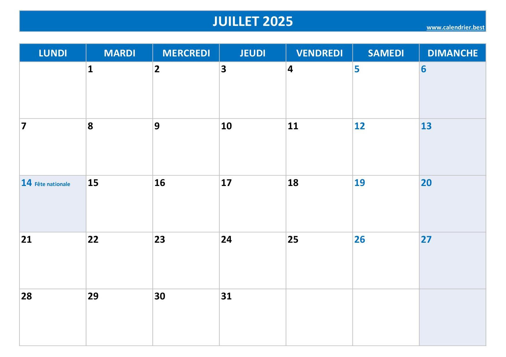 Calendrier 2025 Mensuel À Imprimer | Calendrier 2025 Gratuit À Remplir