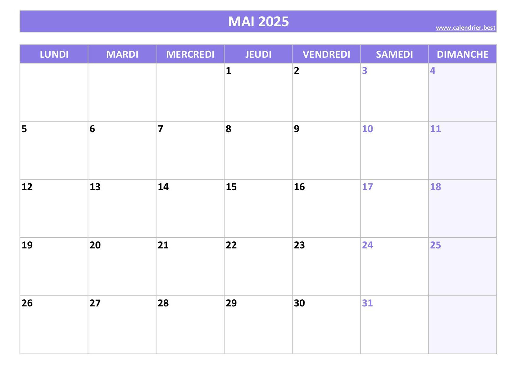 Calendrier 2025 Mensuel À Imprimer | Calendrier 2025 Mois Par Mois