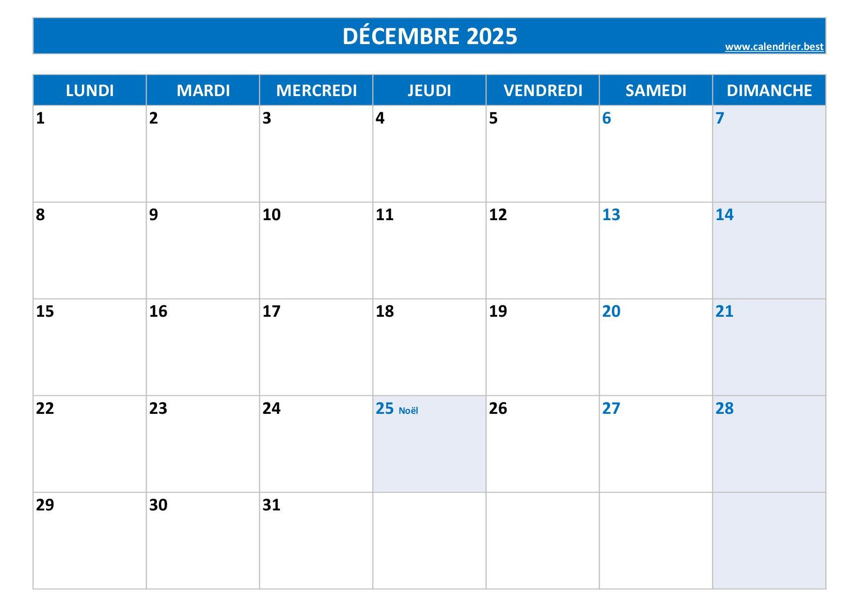 Calendrier 2025 Mensuel À Imprimer | Calendrier À Imprimer 2025