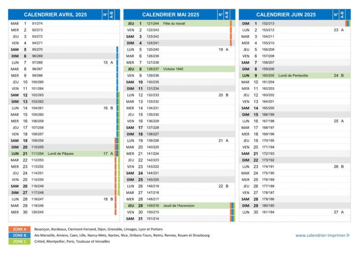 Calendrier Mai Juin 2025