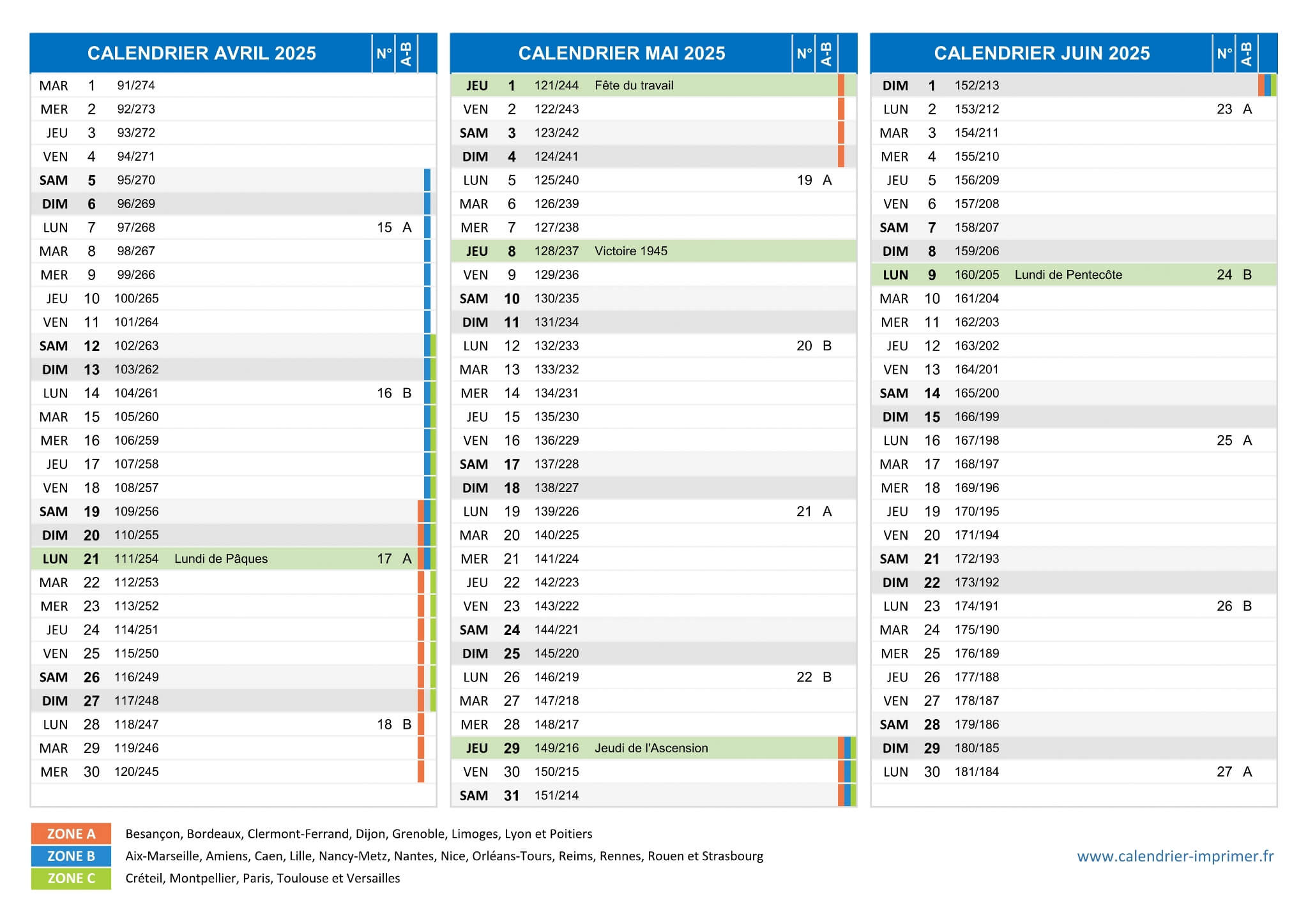 Calendrier Avril À Juin 2025 | Calendrier Mai Juin 2025