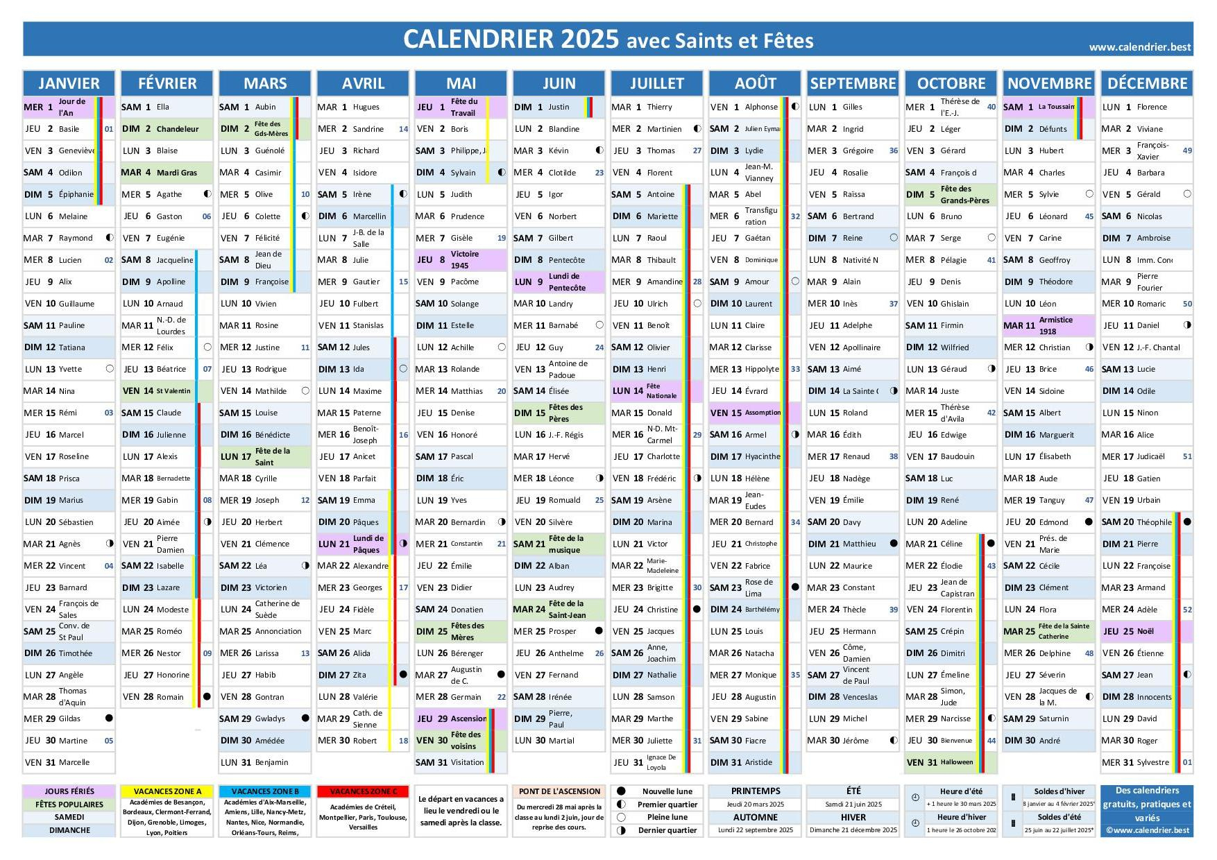 Calendrier Des Saints Et Fêtes 2025 À Consulter Et Imprimer En Pdf | Calendrier 2025 Avec Jours Fériés Guadeloupe