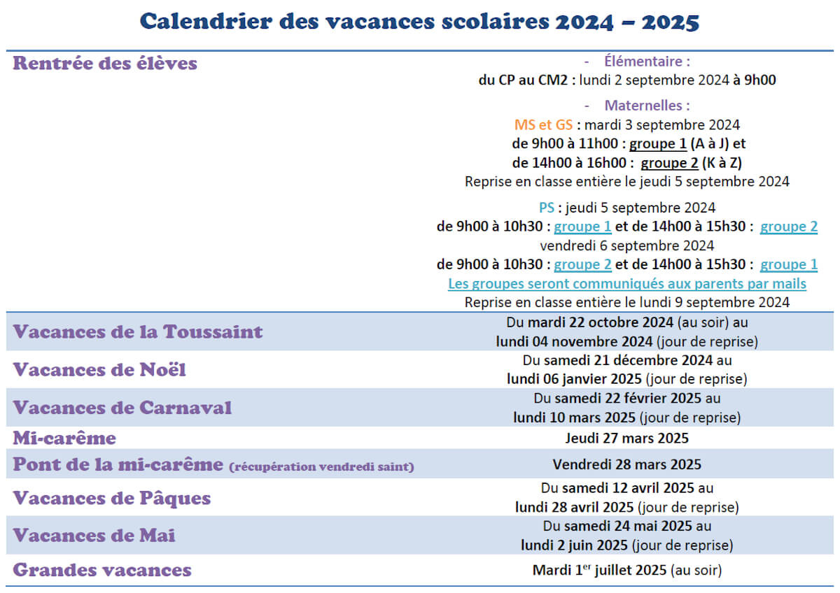 Calendrier Des Vacances Scolaires - Ecole Privée Guadeloupe, Ecole | Calendrier Vacances Scolaires 2025 Guadeloupe