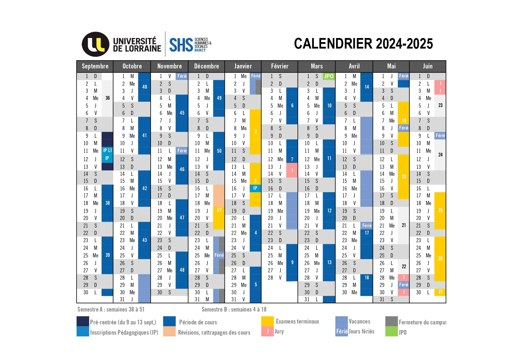 Calendrier Et Emploi Du Temps - Shs Nancy | Calendrier Universitaire Nancy 2024 2025