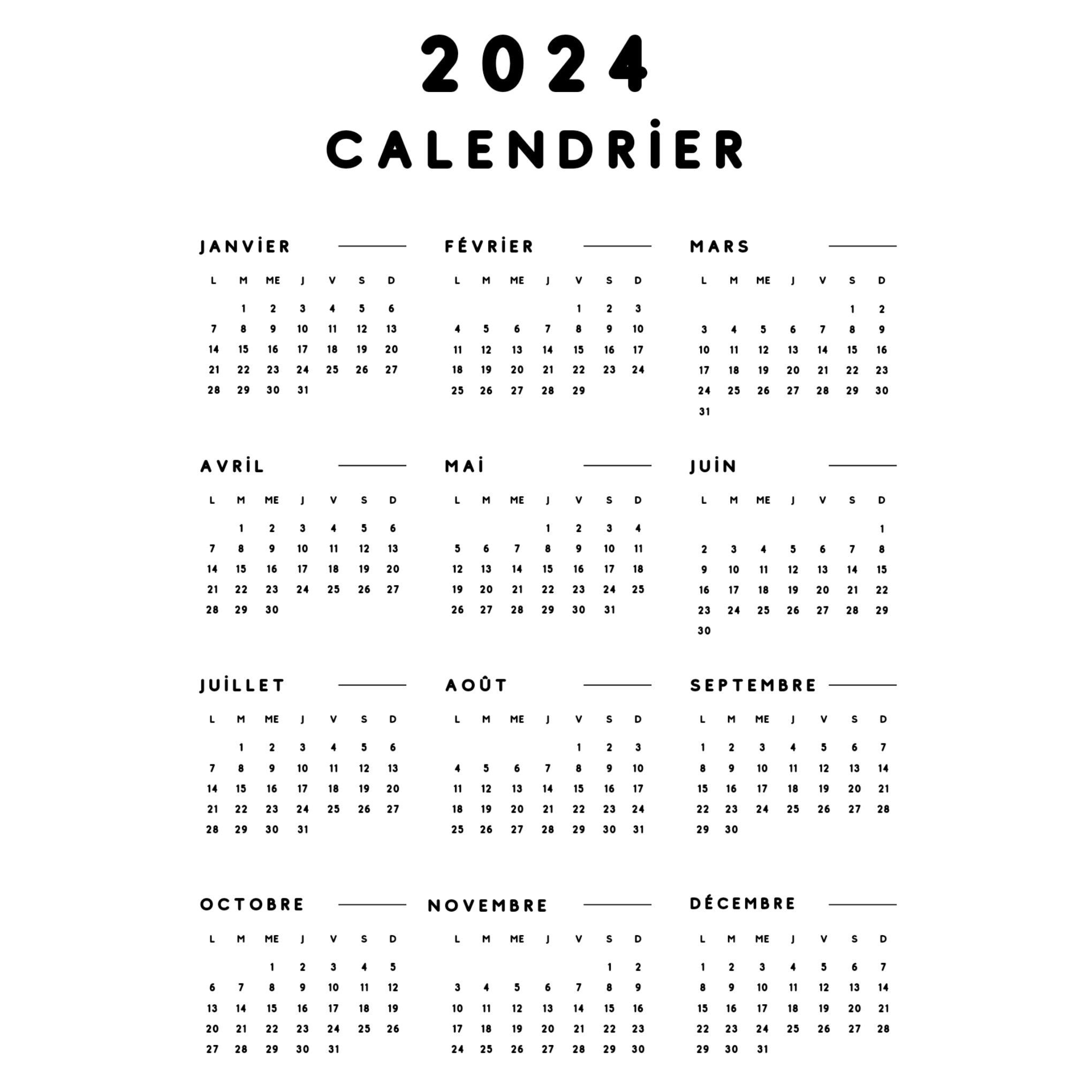 Calendrier Français, Calendrier 2024, 2024 Calendrier Imprimible | Calendrier 2024 -2025