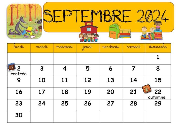 Calendrier 2024 2025 Maternelle