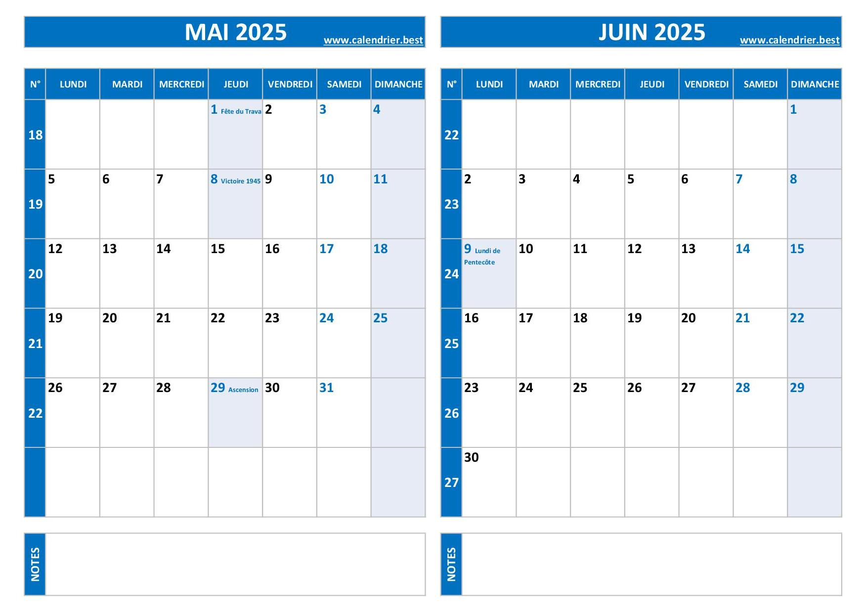 Calendrier Mai Et Juin 2025 À Imprimer -Calendrier.best | Calendrier Mai Juin 2025