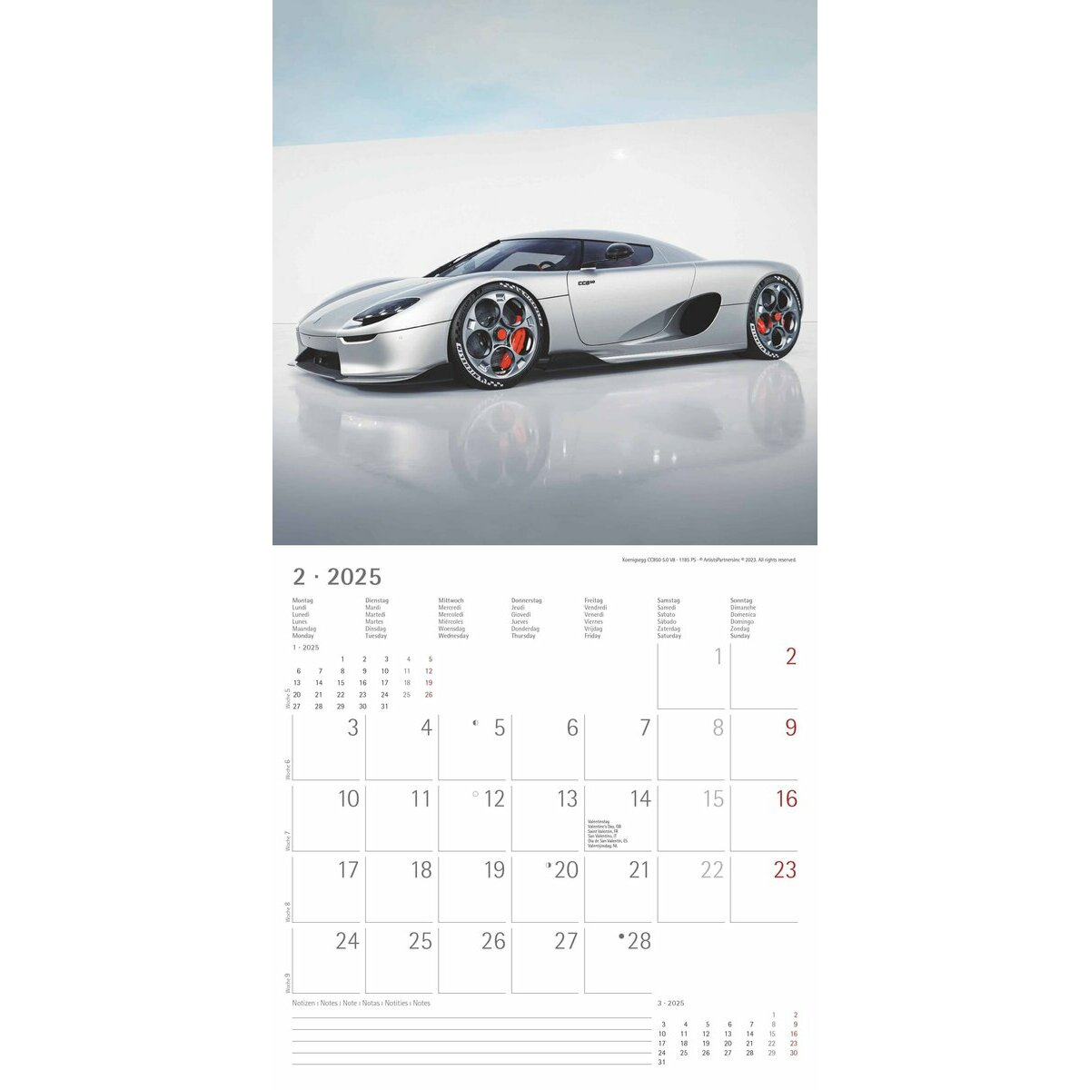 Calendrier Mural Papier 2025 Voitures Sport Et Vitesse Luxe Format | Calendrier Sortie Voiture 2025