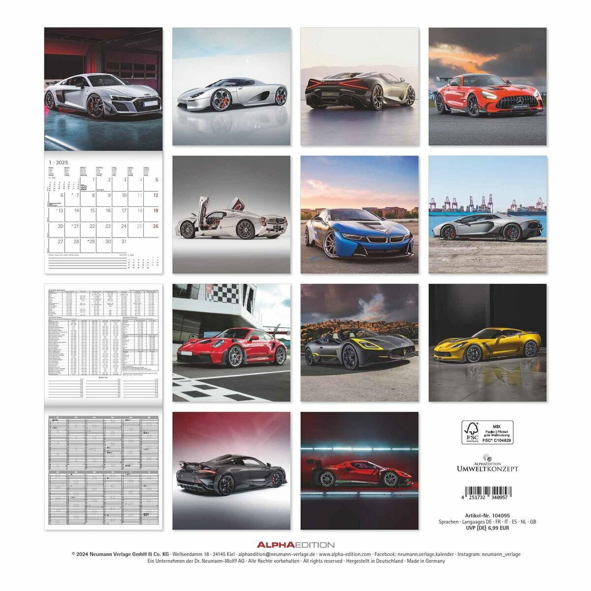 Calendrier Mural Papier 2025 Voitures Sport Et Vitesse Luxe Format | Calendrier Sortie Voiture 2025