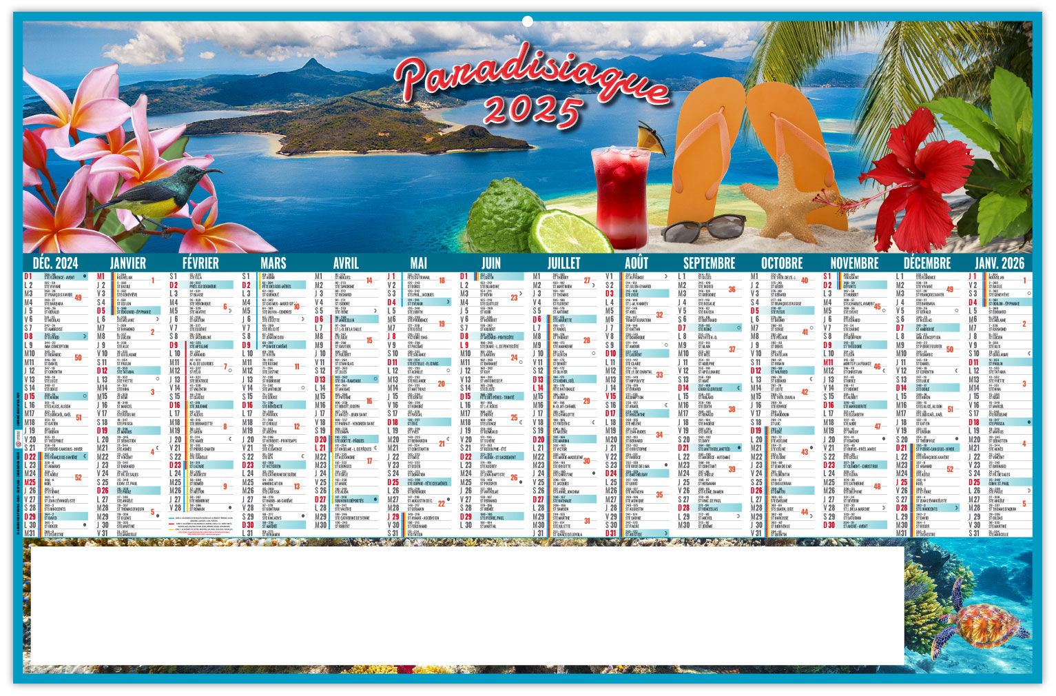 Calendrier Publicitaire Paradisiaque 2025 650X405 | Calendrier | Calendrier 2025 Personnalisé