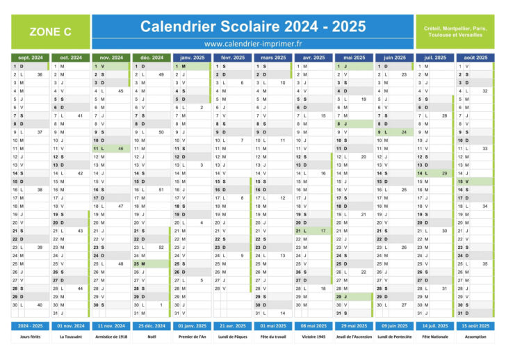 Calendrier 2024 2025 Scolaire