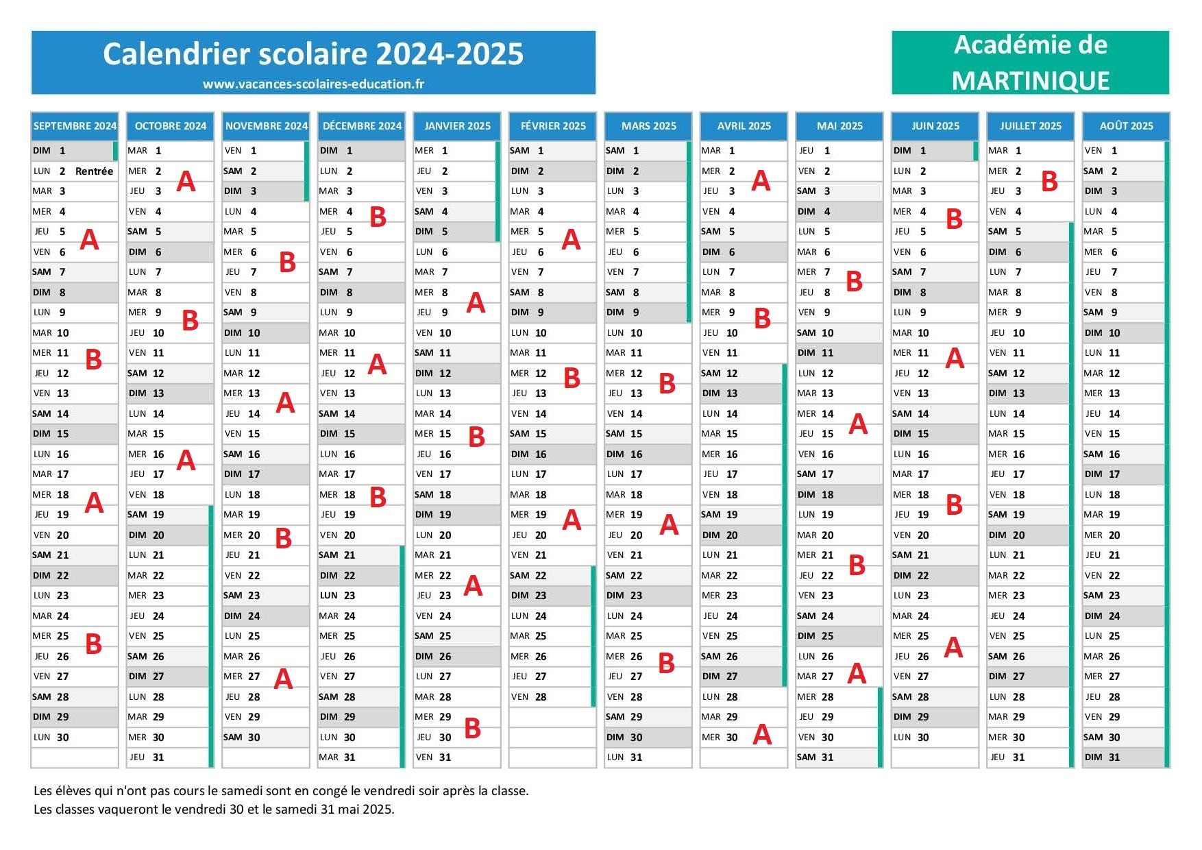 Calendrier Scolaire | Site Du Collège Belle Etoile | Calendrier 2025 Vacances Scolaires Martinique