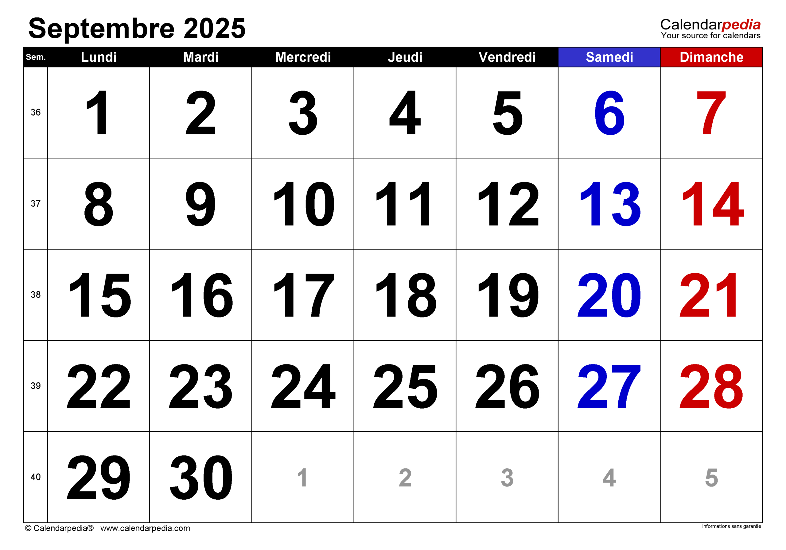 Calendrier Septembre 2025 Excel, Word Et Pdf - Calendarpedia | Calendrier Septembre 2025