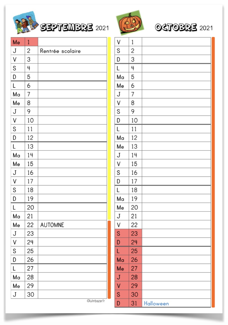 Calendrier : Tous Les Formats Pour La Classe ! - Lutin Bazar | Calendrier Lutin Bazar 2024 2025