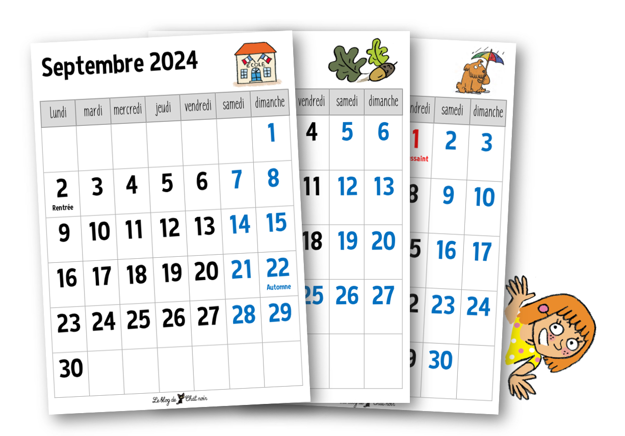 Calendriers 2024-2025 – Le Blog De Chat Noir | Calendrier 2024 2025 Mois Par Mois