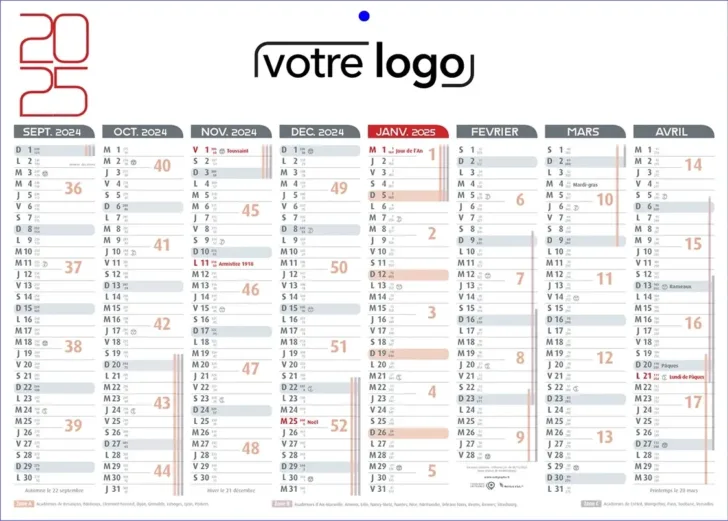 Calendrier 2024 2025 Personnalisé