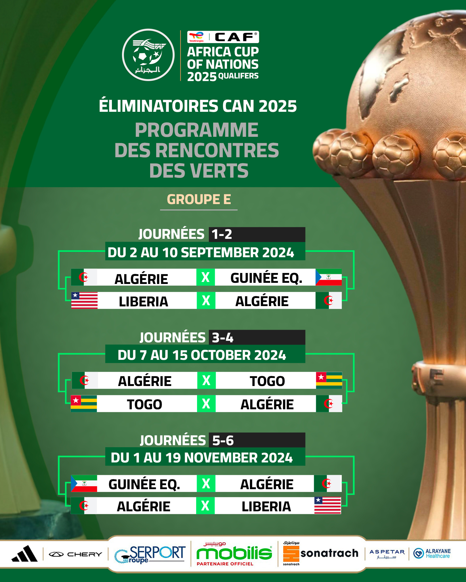 Eliminatoires Can 2025 : Le Calendrier Complet Des Verts - Ligue | Coupe D&amp;amp;#039;afrique 2025 Calendrier