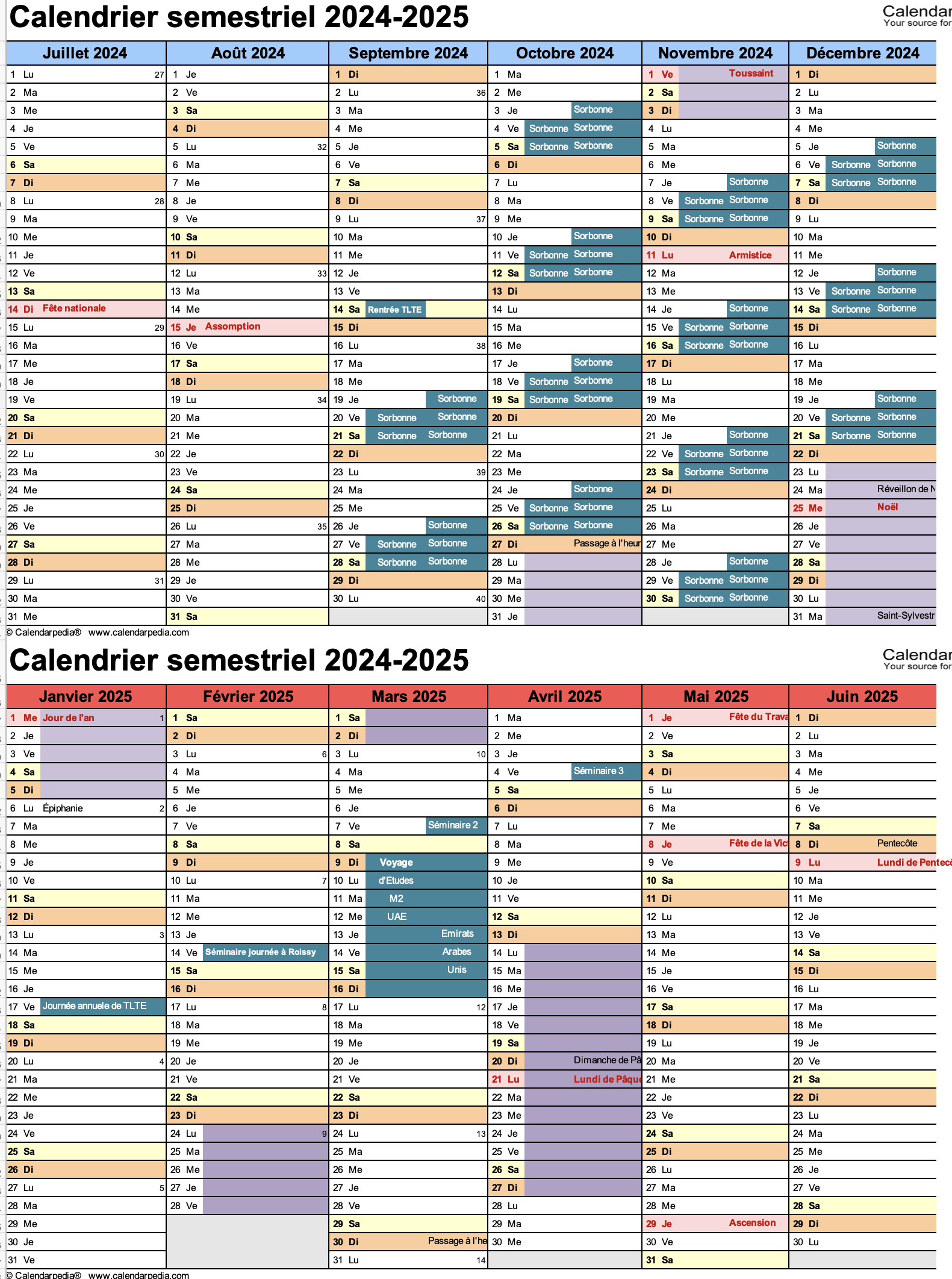 Emplois Du Temps Du Master Tlte 2024-2025 Calendriers | Master | Calendrier Universitaire Sorbonne 2024 2025