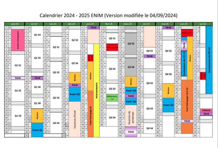 Calendrier Universitaire 2024 2025