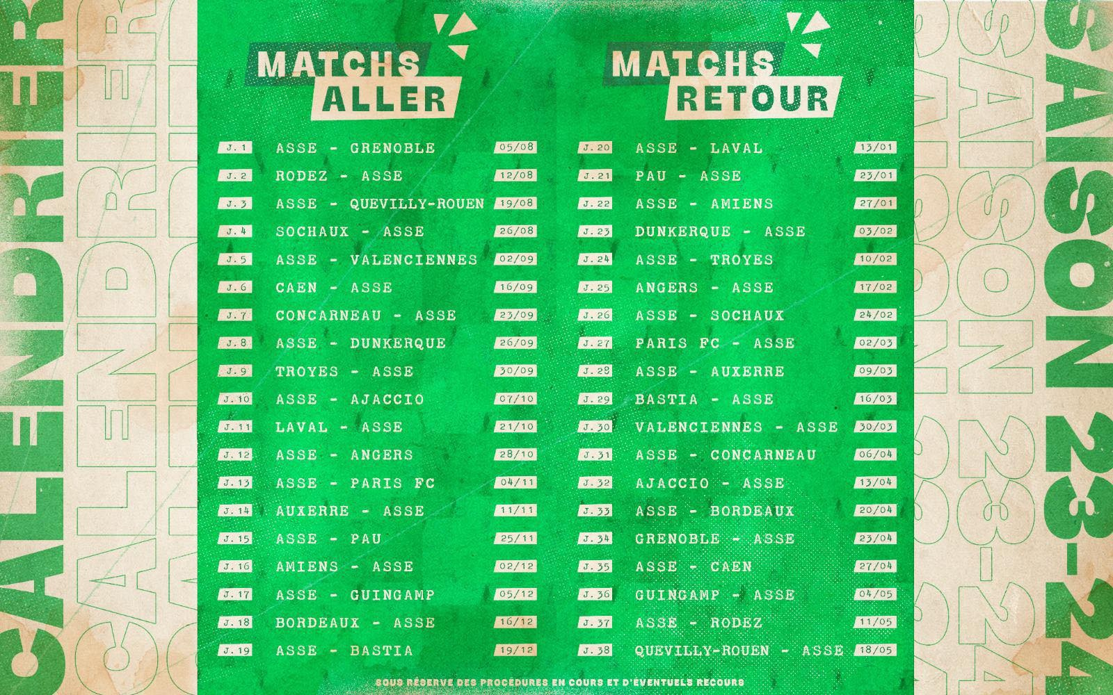 🗓️ Calendrier 23/24 : Le Programme Complet De L&amp;#039;Asse Cette | Calendrier Asse 2024 2025