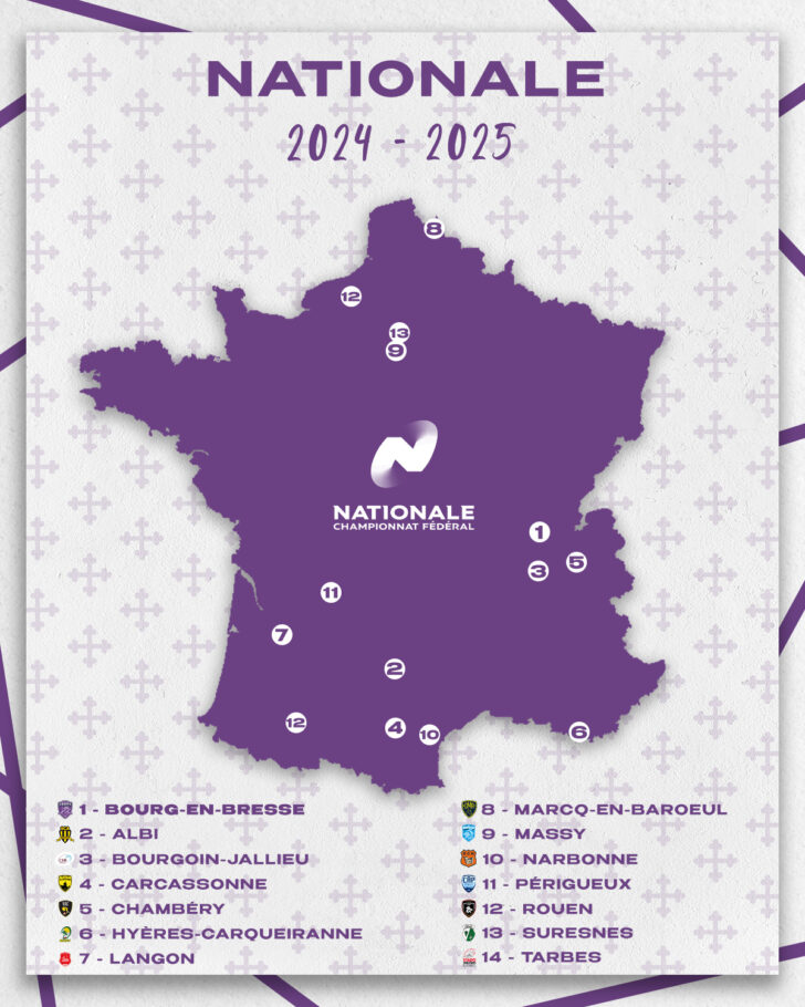 Calendrier Nationale 2 Rugby 2024 2025