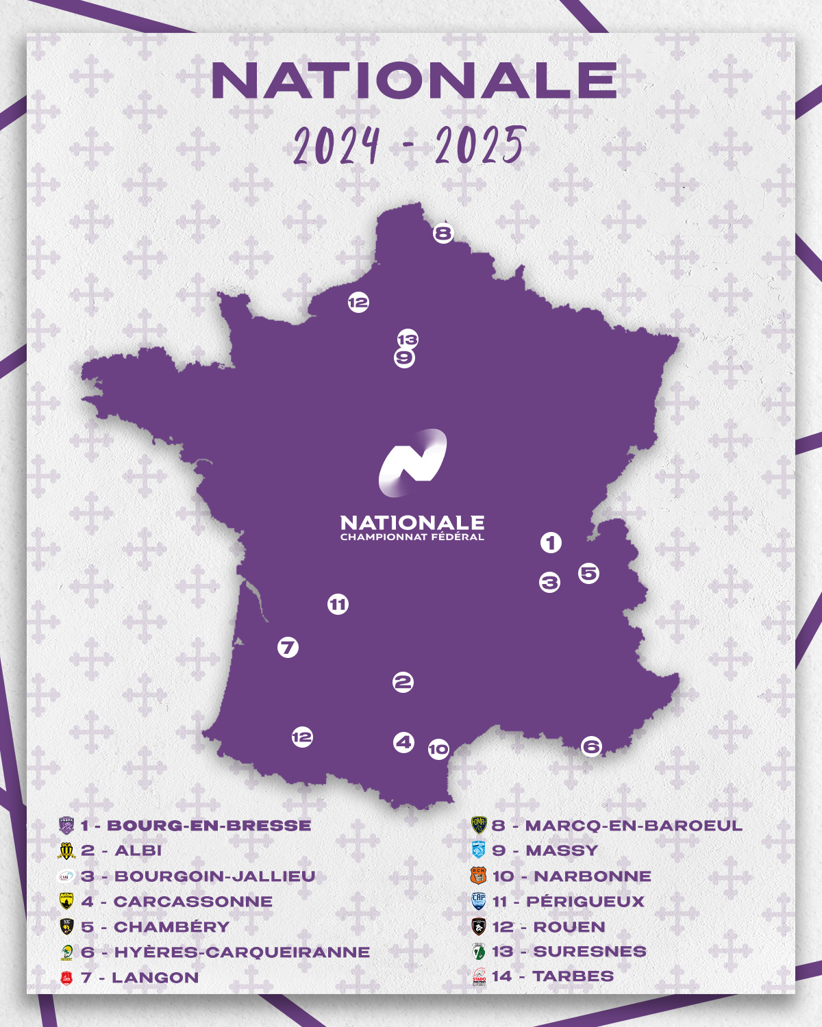 La Carte Du Championnat Version 2024-2025 ! - Usbpa Rugby (Bourg | Calendrier Nationale 2 Rugby 2024 2025