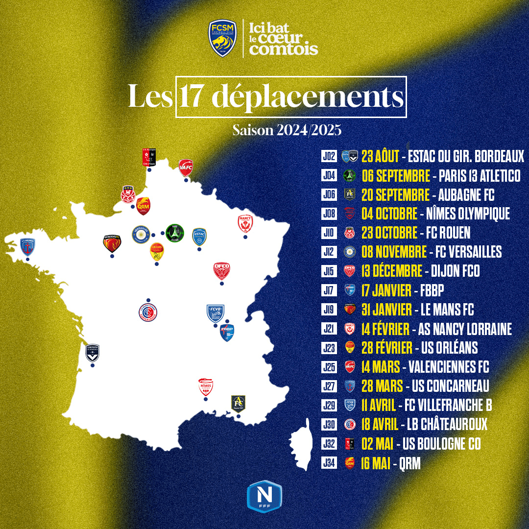 Le Calendrier 2024/2025 Du Fcsm En National | Calendrier National 2024 2025