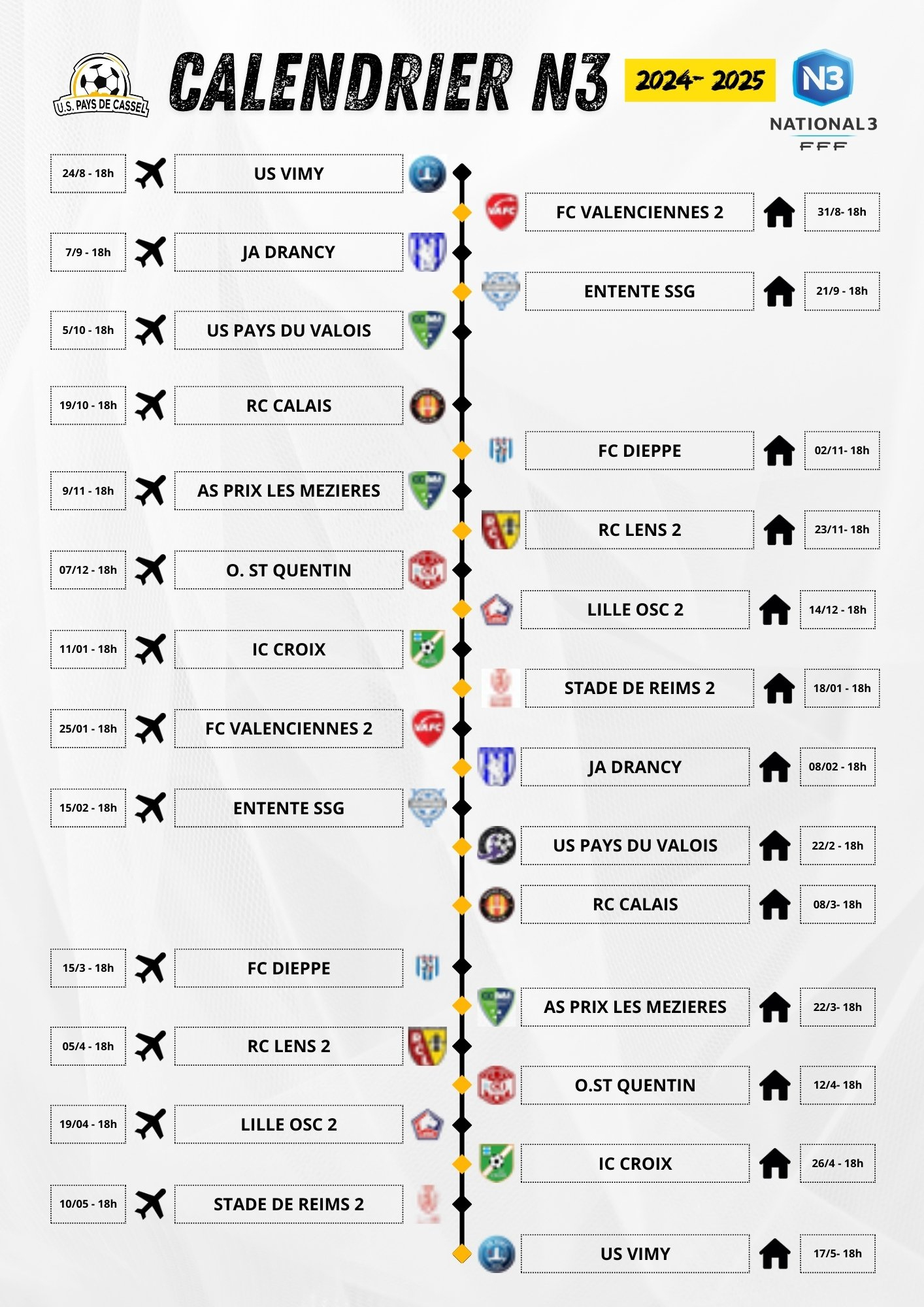 Le Calendrier Complet De La N3 Pour Cette Saison 2024-2025 – Us | Calendrier N3 2024 2025