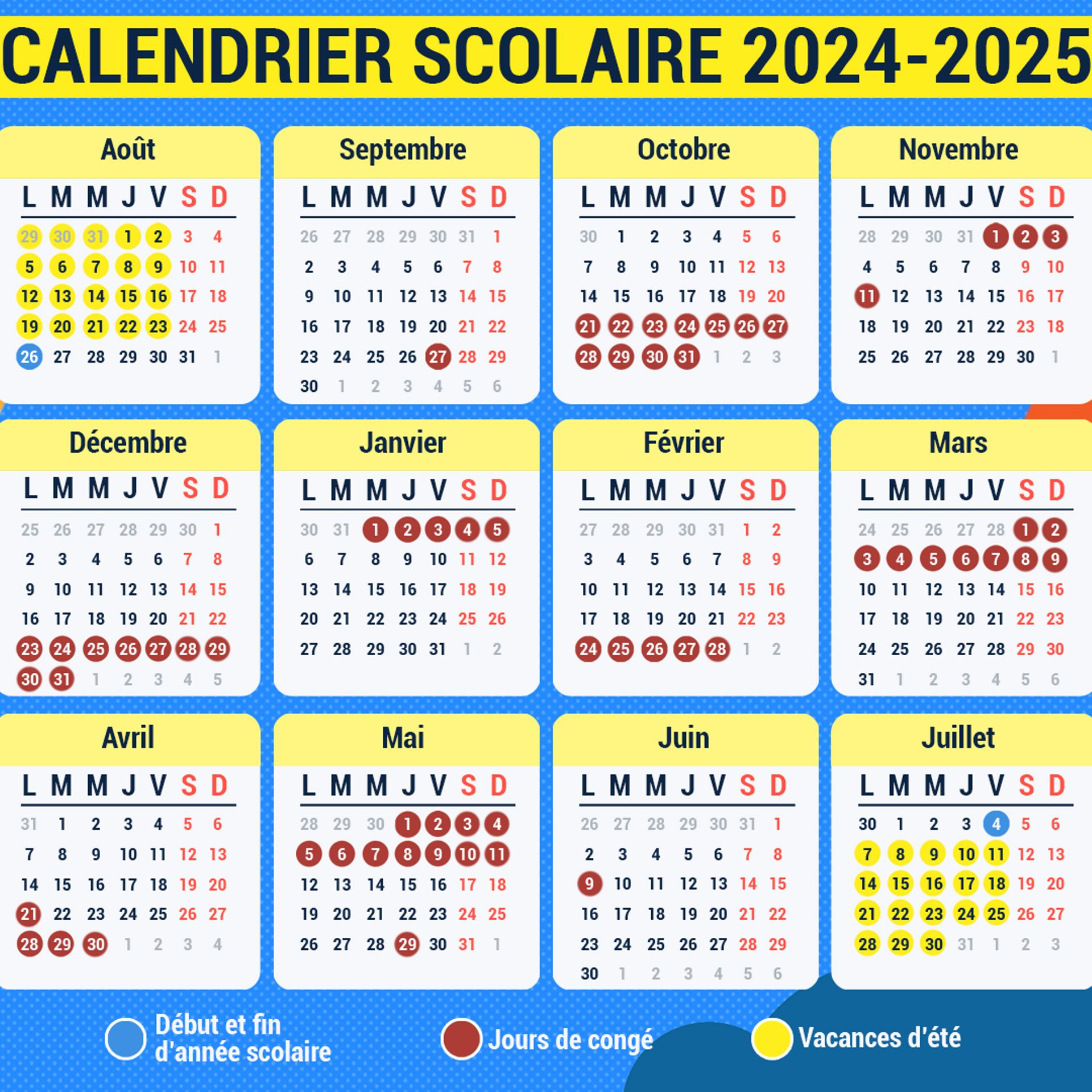 Le Calendrier De L&amp;#039;Année Scolaire 2024/2025 À Imprimer: Quelles | Calendrier Scolaire 2024 2025 Belgique